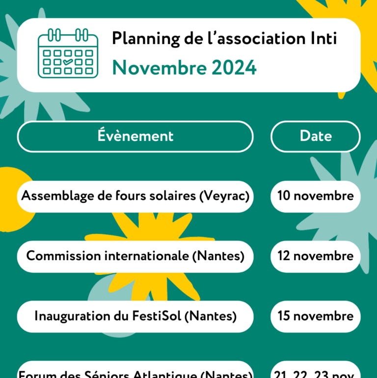 Consultez l’agenda d’Inti !