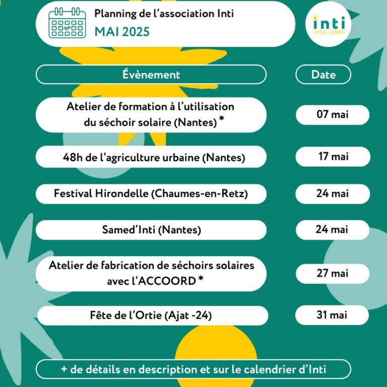 Planning mai 2025