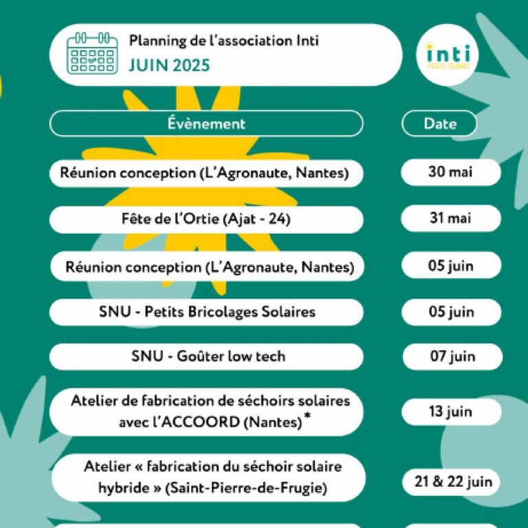 Planning juin 2025