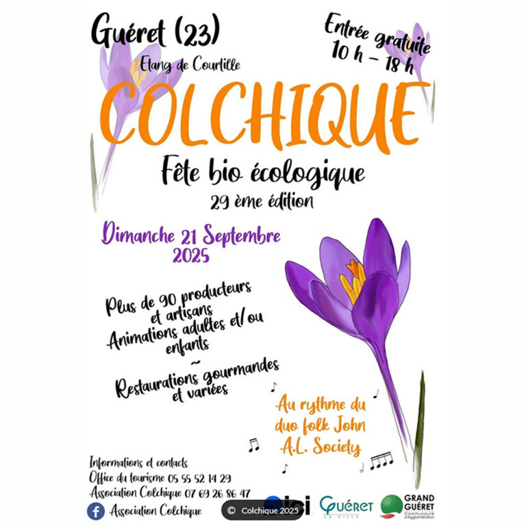 Fête Bio Écologique Colchique – dimanche 21 septembre à Guéret (23)