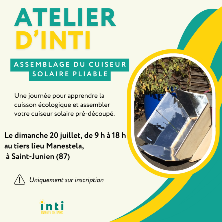 Atelier cuiseur solaire – Dimanche 20 septembre à Saint-Junien (87)